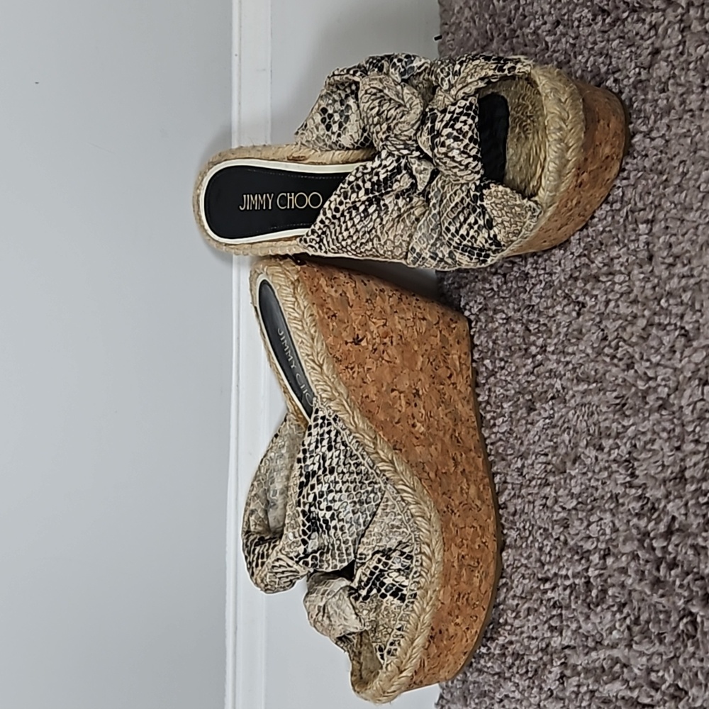 Jimmy Choo Priory Knotted Python Mule Platform Sa… - image 1